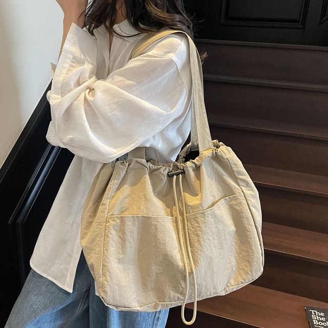 Melois-Textile Plain Shoulder Bag