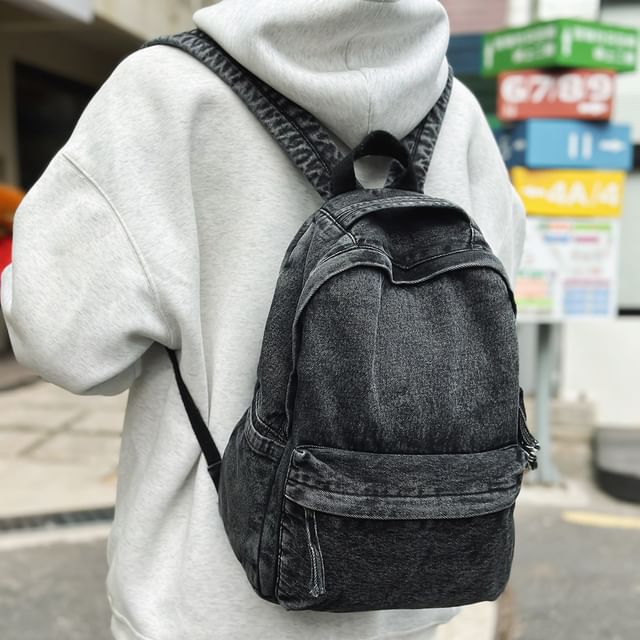 Melois-Washed Denim Backpack