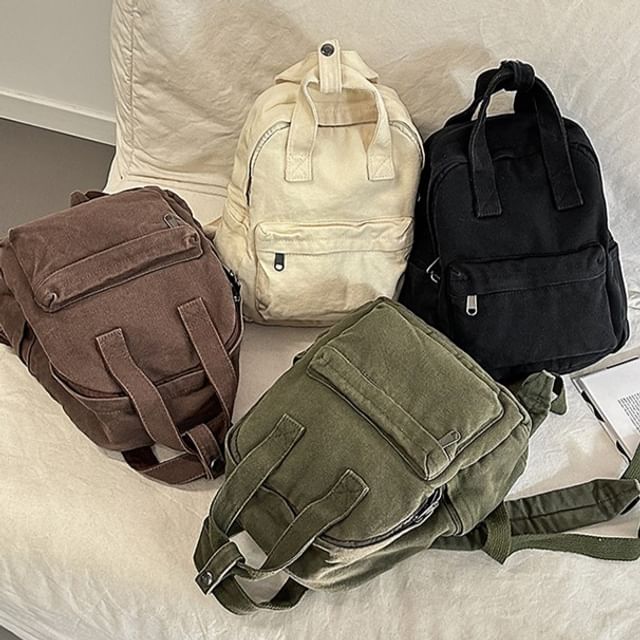 Melois-Washed Multi-Pocket Backpack