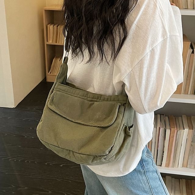Melois-Washed Plain Flap Crossbody Bag