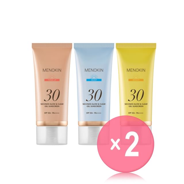 MENOKIN-30 Seconds Glow Clear Gel Sunscreen - 3 Types 2pcs Bundle Set