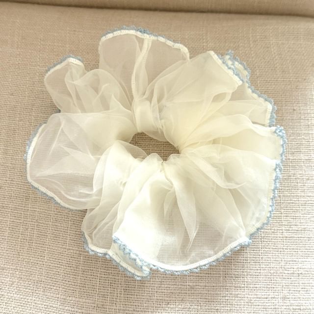 Mentosi-Contrast Trim Mesh Scrunchie