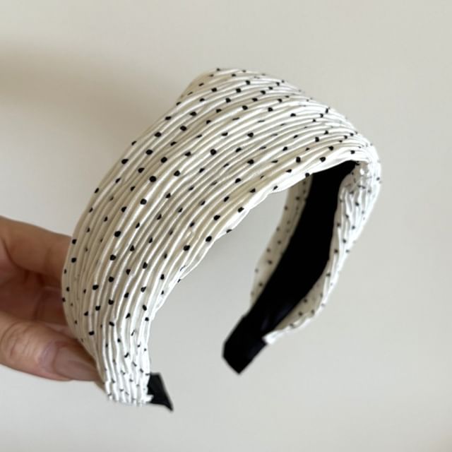 Mentosi-Dotted Pleated Wide Headband
