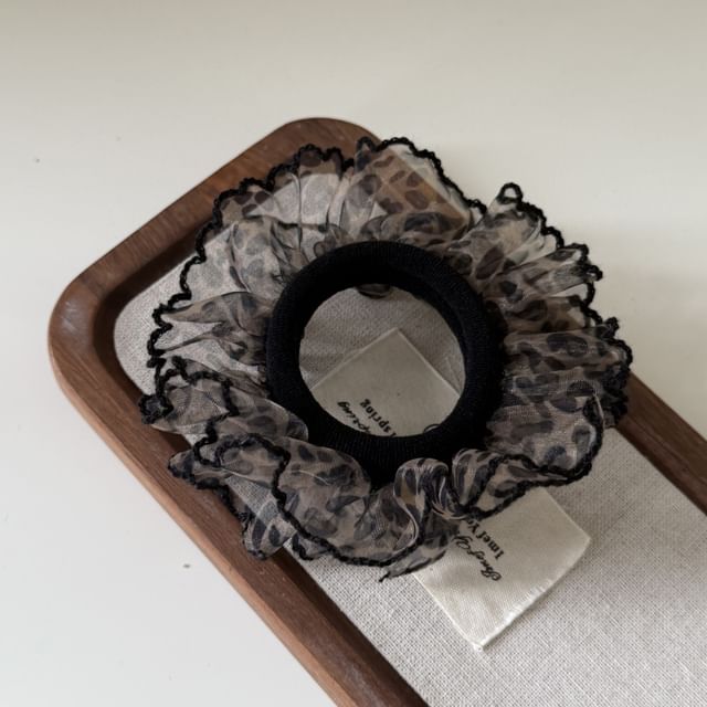 Mentosi-Leopard Print Mesh Scrunchie