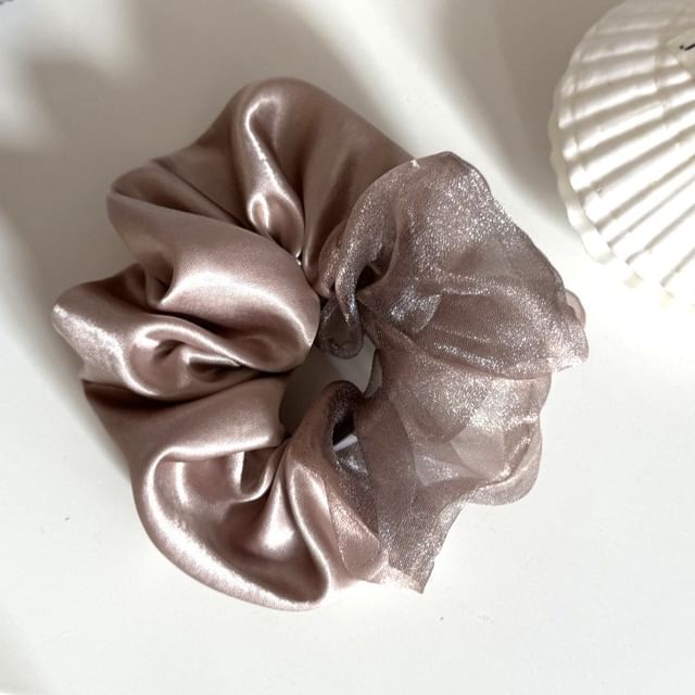 Mentosi-Mesh Panel Satin Scrunchie