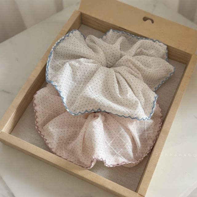Mentosi-Micro Dot Ruffle Scrunchie
