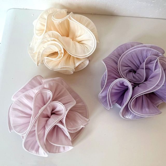 Mentosi-Plain Ruffle Fabric Scrunchie