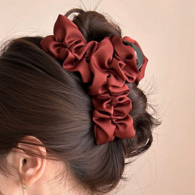Mentosi-Plain Shirred Fabric Hair Claw Clip