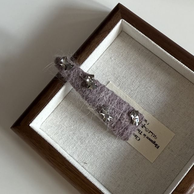 Mentosi-Rhinestone Mohair Hair Clip