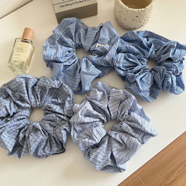Mentosi-Striped Fabric Scrunchie Various Designs