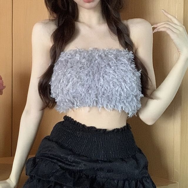 Metonymph-Furry Plain Bandeau Top