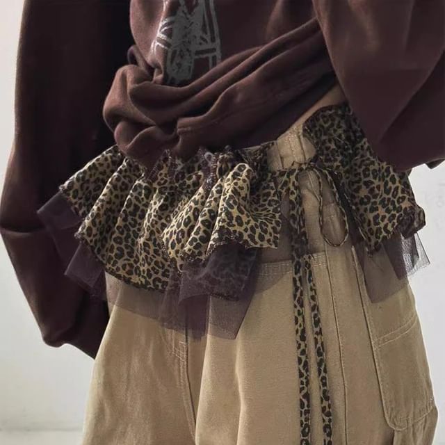 Metonymph-Leopard Print Wrap Mini Skirt