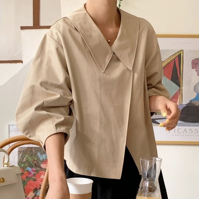 MIKIGA-34-Sleeve Collared Plain One-Buttoned Trench Jacket