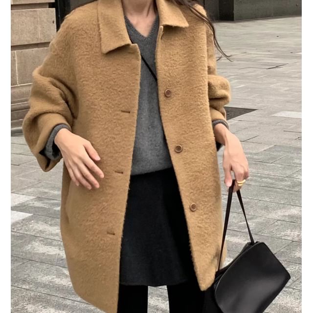 MIKIGA-Collared Button-Up Coat