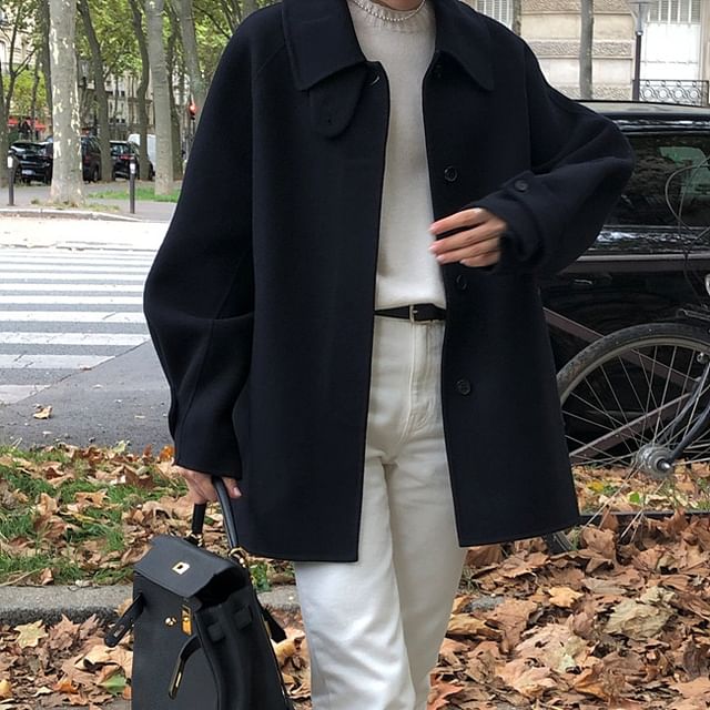 MIKIGA-Collared Button-Up Jacket