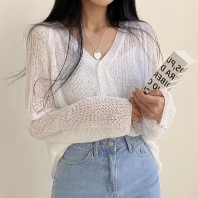 MIKIGA-V-Neck Plain Cardigan