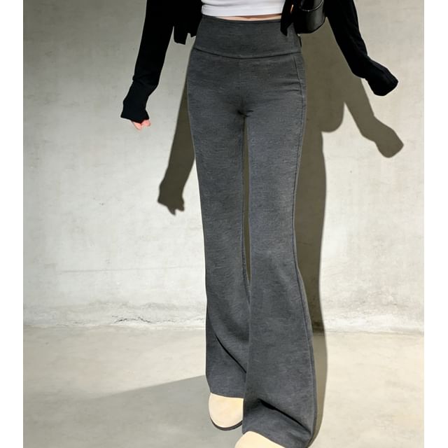 Mikiko-High Waist Plain Flared Pants