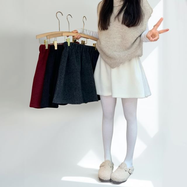 Mikiko-High Waist Plain Mini A-Line Skirt