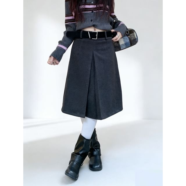Mikiko-High Waist Plain Pleated Mini A-Line Skirt