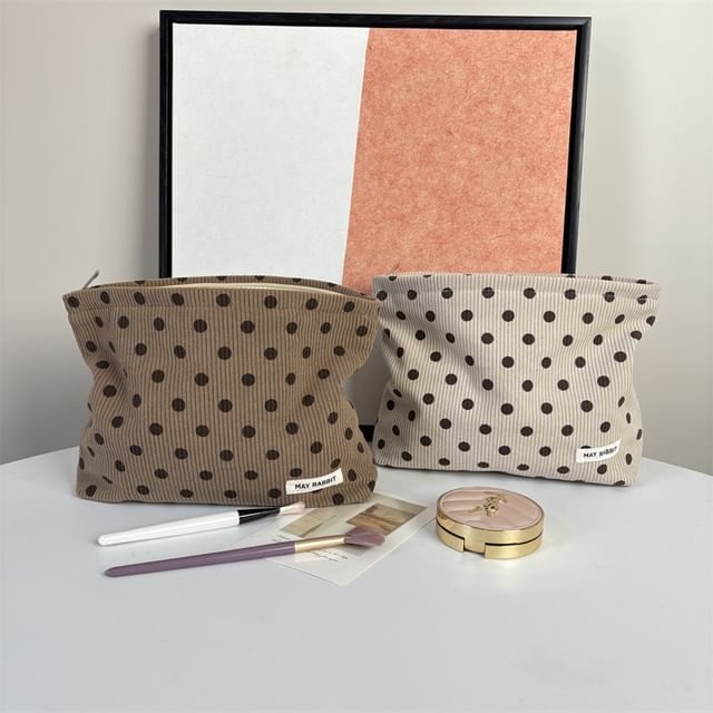 Milha-Dotted Corduroy Makeup Pouch