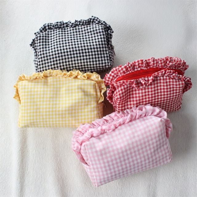 Milha-Gingham Frill Trim Pencil Case