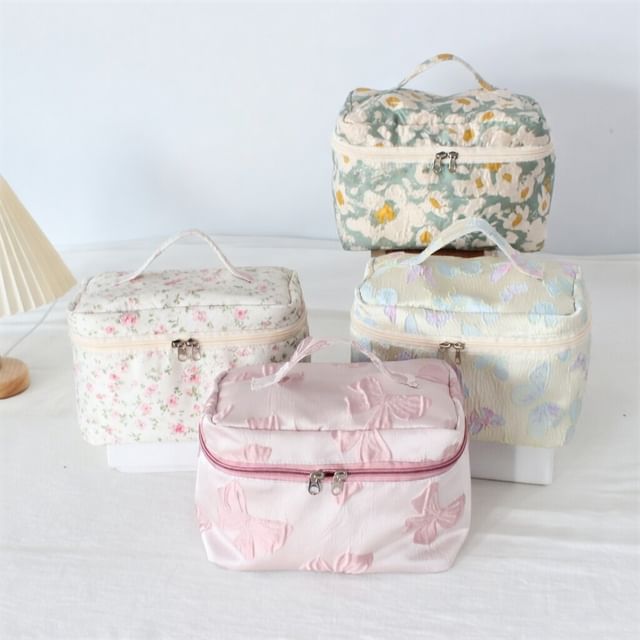 Milha-Jacquard Top Handle Makeup Pouch