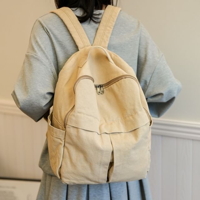 Milha-Plain Canvas Backpack