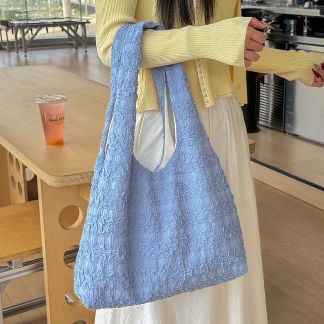 Milha-Plain Ruffle Trim Tote Bag