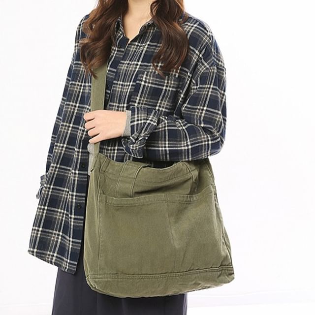 Milha-Washed Canvas Crossbody Tote Bag