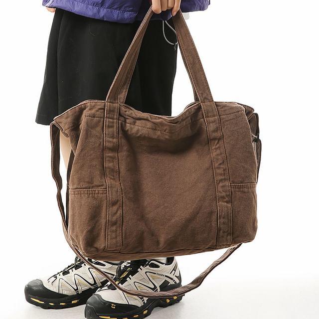 Milha-Washed Canvas Crossbody Tote Bag