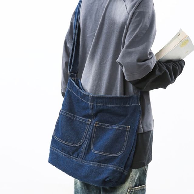 Milha-Washed Denim Crossbody Bag
