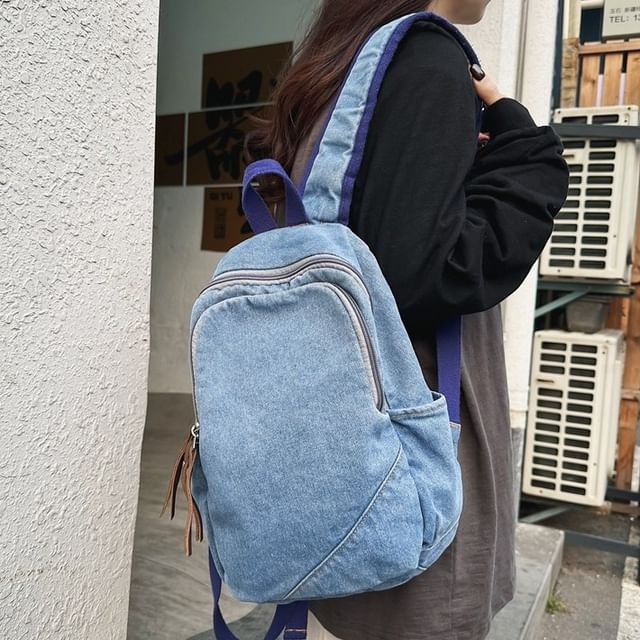 Milha-Washed Denim Laptop Backpack