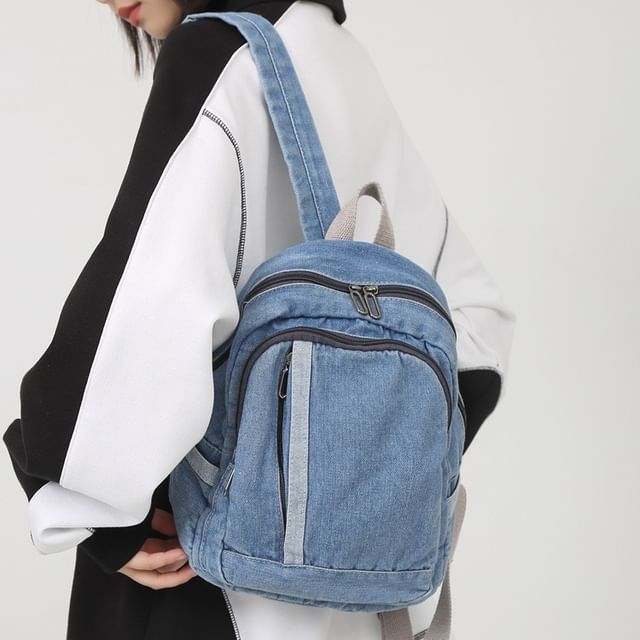 Milha-Washed Denim Zip Backpack