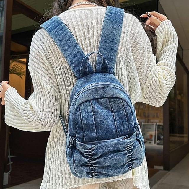 Milha-Washed Ruched Denim Backpack