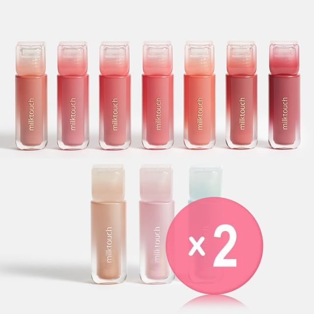 Milk Touch-Dew Stain Sheer Lip Gloss - 10 Colors 2pcs Bundle Set
