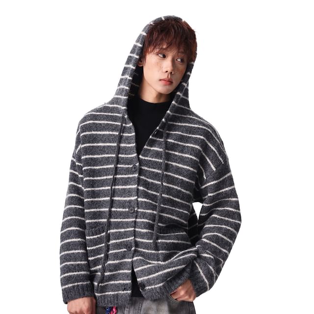 Mimiyox-Hooded Striped Cardigan