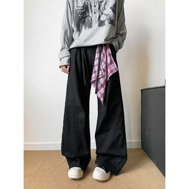 Mimiyox-Mid Rise Plain Wide Leg Jeans
