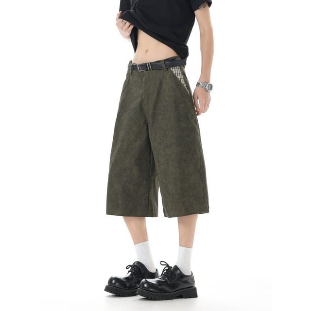 Mimiyox-Mid Rise Plain Wide Leg Shorts