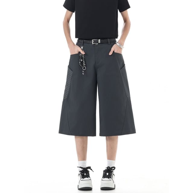 Mimiyox-Mid Rise Plain Wide Leg Shorts