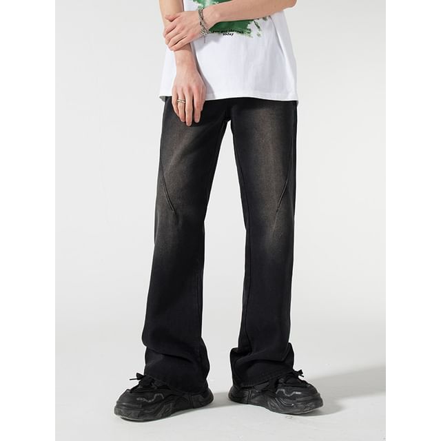 Mimiyox-Mid Rise Washed Bootcut Jeans
