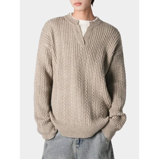Mimiyox-Mock Two-Piece Plain Sweater