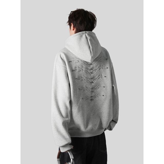 Mimiyox-Studded Plain Hoodie