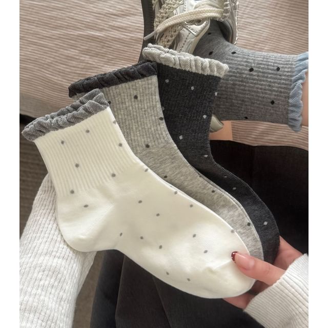 Mimiyu-Dotted Frill Short Socks Set