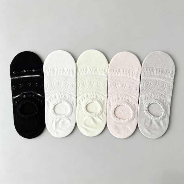 Mimiyu-Floral Patterned No Show Socks Set