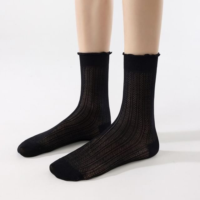 Mimiyu-Frill Trim Plain Socks Set