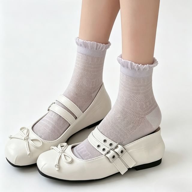 Mimiyu-Frill Trim Sheer Socks Set