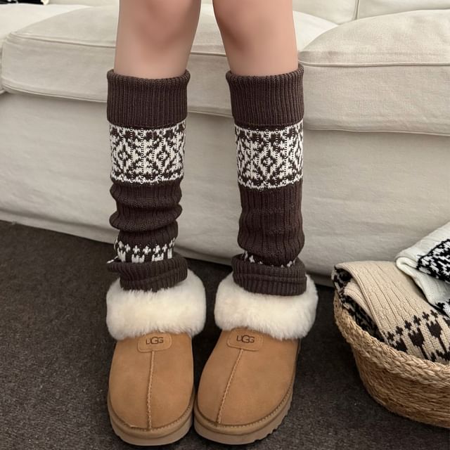 Mimiyu-Jacquard Knit Leg Warmers Set