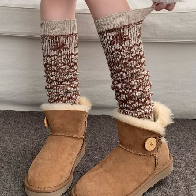 Mimiyu-Jacquard Knit Leg Warmers Set