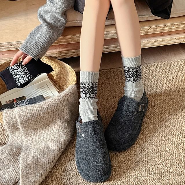 Mimiyu-Jacquard Ribbed Socks Set