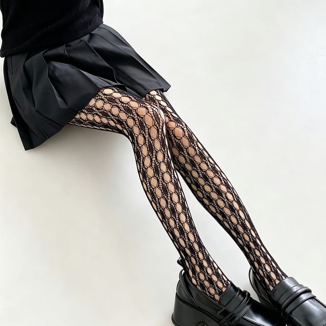 Mimiyu-Lace Perforated Tights